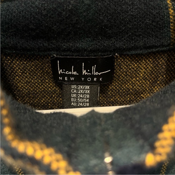 Nicole Miller poncho plaid Ralph Lauren style tartan plaid green navy gold - Picture 5 of 5